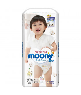 Moony pull-ups *Natural* Organic Cotton XL size Unisex (12-22 kg) (26-44 lbs) 32 count